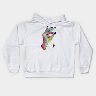 colorful hand holding pendulum Kids Hoodie